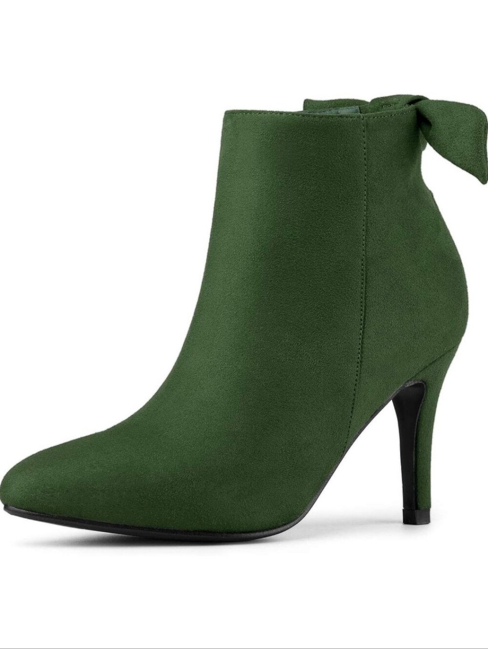 Allegra K Forest Green faux Suede Ankle Bootie with Back Bow. Sz 10